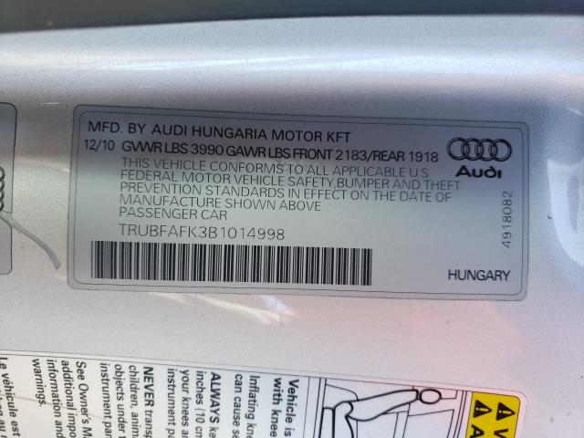 2011 AUDI TT PREMIUM TRUBFAFK3B1014998