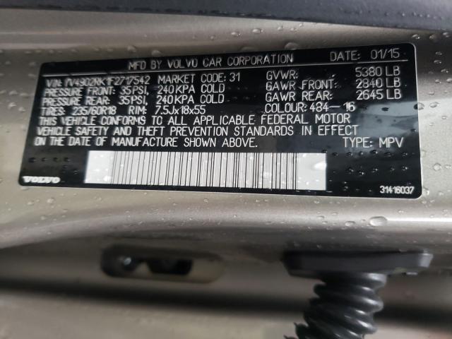 2015 VOLVO XC60 T6 PR YV4902RK1F2717542
