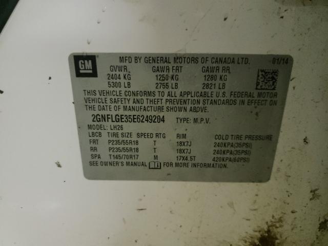 2014 CHEVROLET EQUINOX LT 2GNFLGE35E6249204