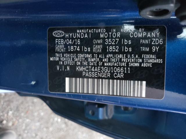 2016 HYUNDAI ACCENT SE KMHCT4AE3GU106611