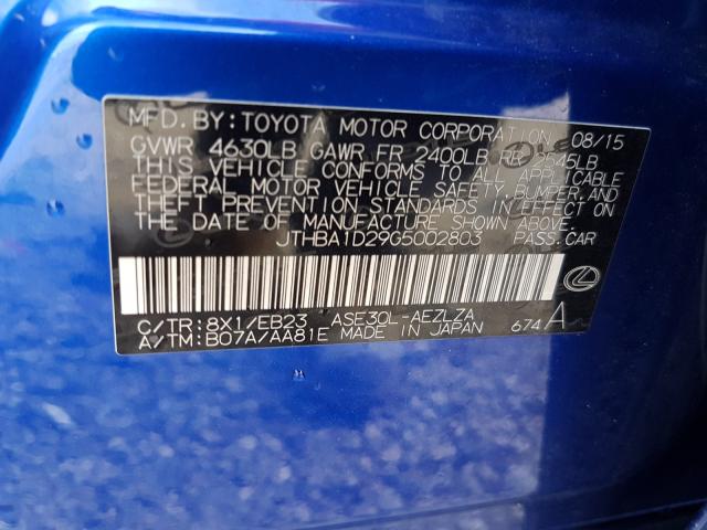 2016 LEXUS IS 200T JTHBA1D29G5002803