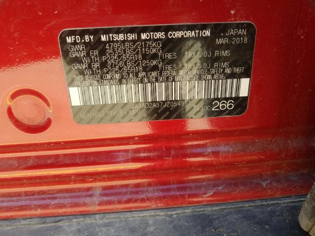 2018 MITSUBISHI OUTLANDER JA4AD2A37JZ054951