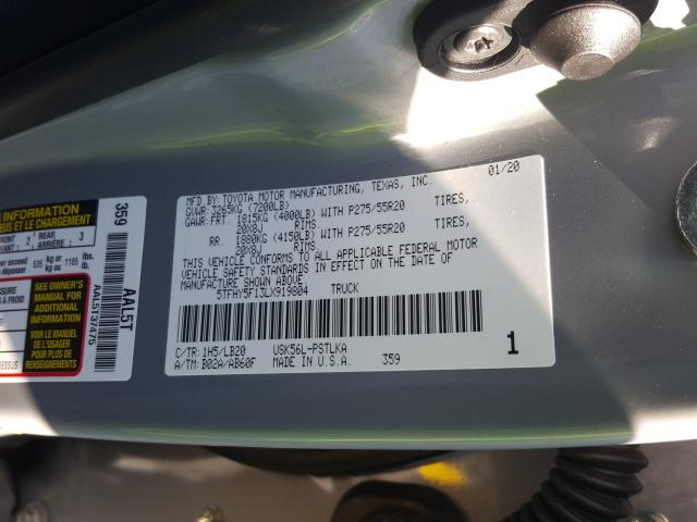 2020 TOYOTA TUNDRA 5TFHY5F13LX919804