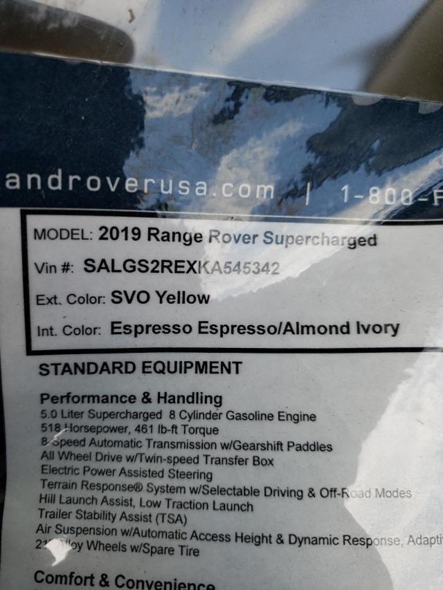 2019 LAND ROVER RANGE ROVE SALGS2REXKA545342