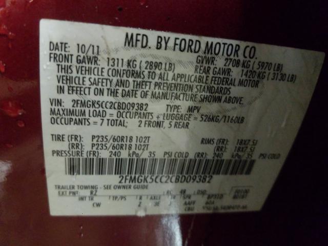 2012 FORD FLEX SEL 2FMGK5CC2CBD09382