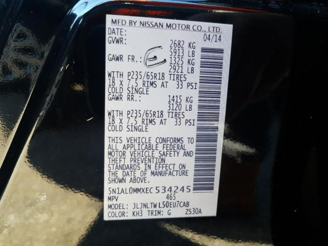 2014 INFINITI QX60 5N1AL0MMXEC534245