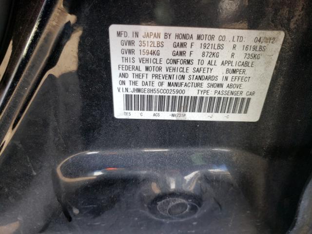 2012 HONDA FIT SPORT JHMGE8H55CC025900