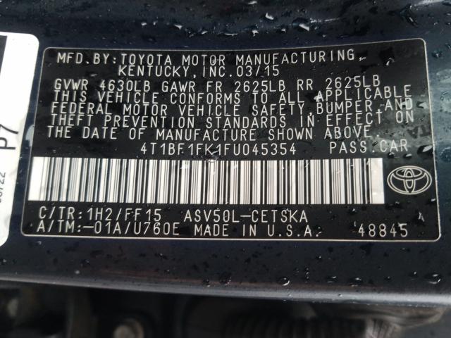 2015 TOYOTA CAMRY LE 4T1BF1FK1FU045354