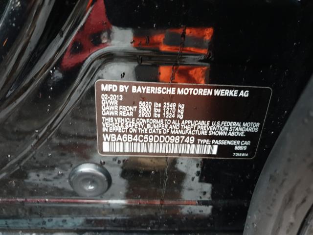 2013 BMW 650 XI WBA6B4C59DD098749