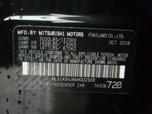 2019 MITSUBISHI MIRAGE LE ML32A5HJ6KH002309
