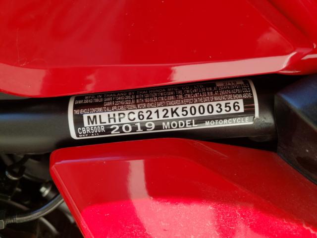 2019 HONDA CBR500 R MLHPC6212K5000356