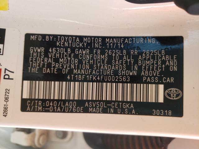 2015 TOYOTA CAMRY LE 4T1BF1FK4FU002563