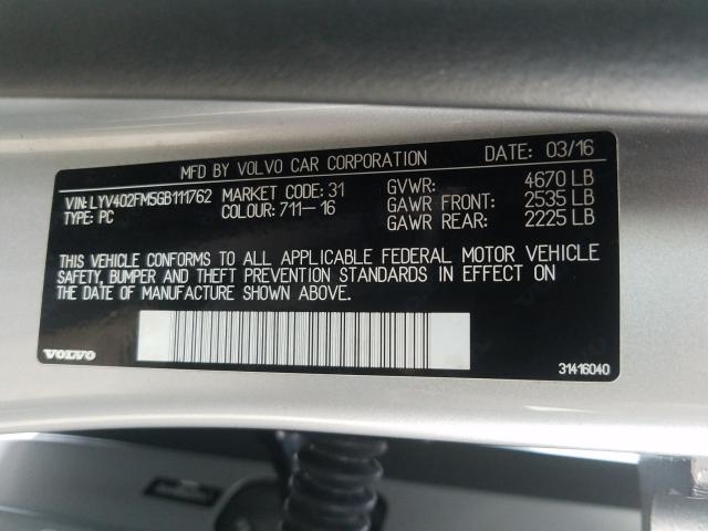 2016 VOLVO S60 PLATIN LYV402FM5GB111762