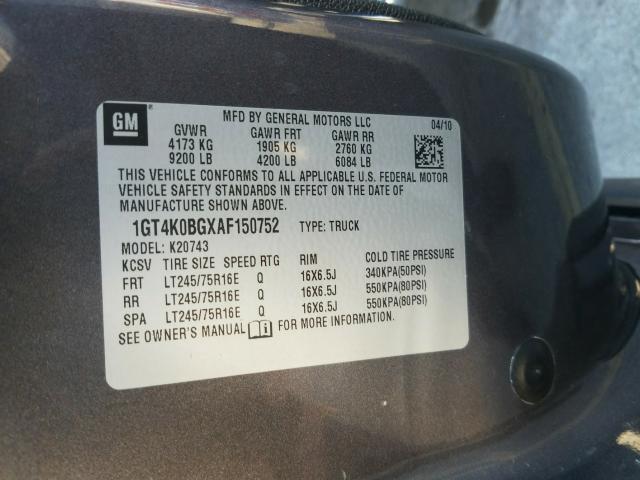 2010 GMC SIERRA K25 1GT4K0BGXAF150752