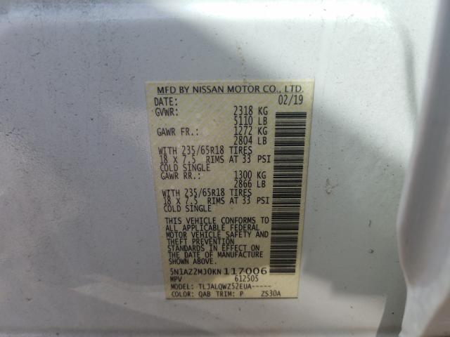 2019 NISSAN MURANO S 5N1AZ2MJ0KN117006