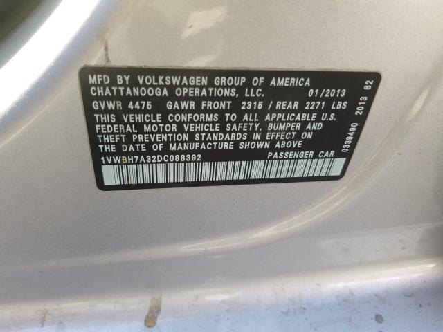 2013 VOLKSWAGEN PASSAT SE 1VWBH7A32DC088392