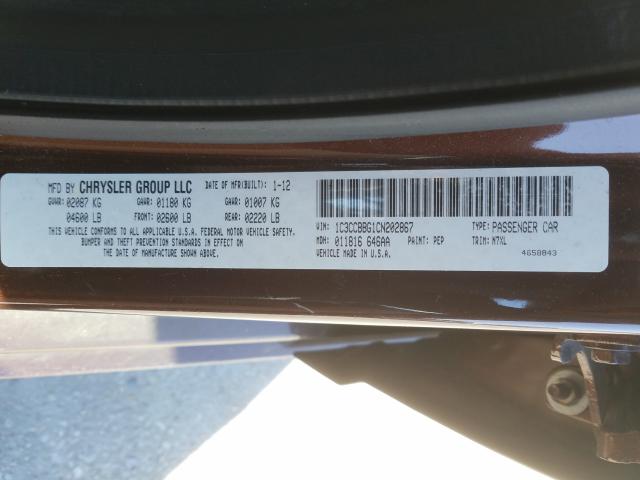 2012 CHRYSLER 200 TOURIN 1C3CCBBG1CN202867