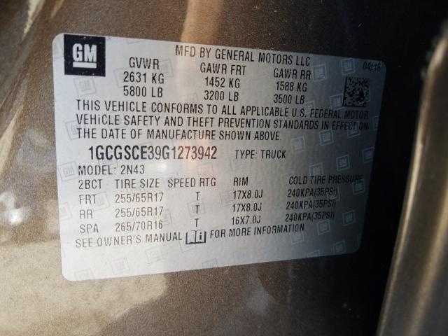 2016 CHEVROLET COLORADO L 1GCGSCE39G1273942