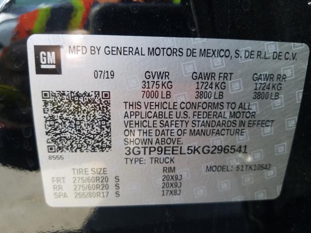 2019 GMC SIERRA K15 3GTP9EEL5KG296541