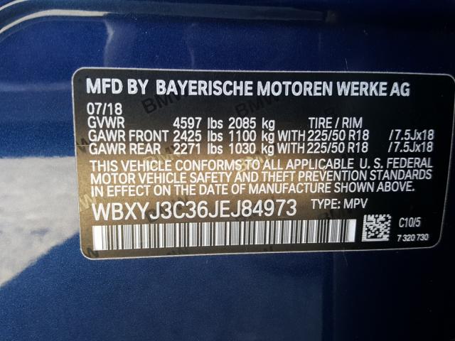 2018 BMW X2 SDRIVE2 WBXYJ3C36JEJ84973