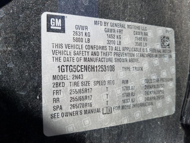 2017 GMC CANYON SLE 1GTG5CEN6H1253108