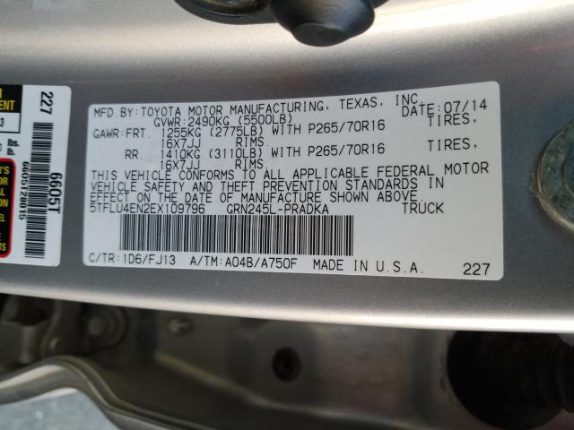 2014 TOYOTA TACOMA DOU 5TFLU4EN2EX109796