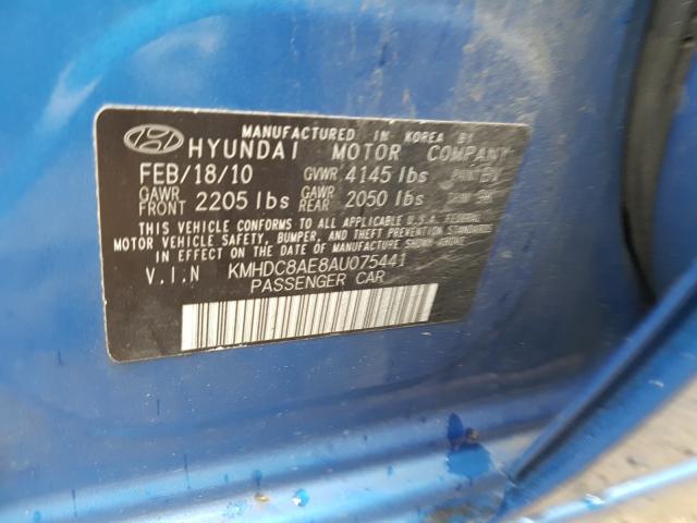 2010 HYUNDAI ELANTRA TO KMHDC8AE8AU075441