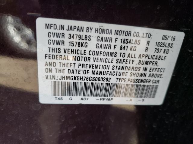 2016 HONDA FIT EX JHMGK5H76GS000282