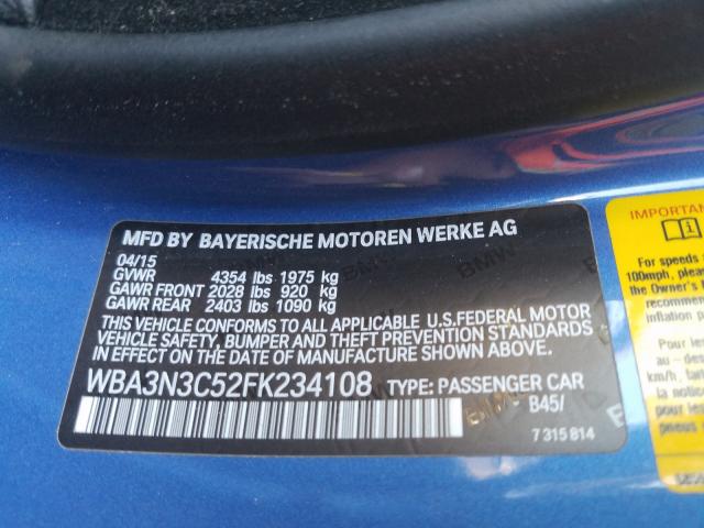 2015 BMW 428 I WBA3N3C52FK234108