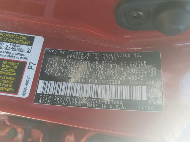 2012 TOYOTA CAMRY BASE 4T1BF1FK9CU512208