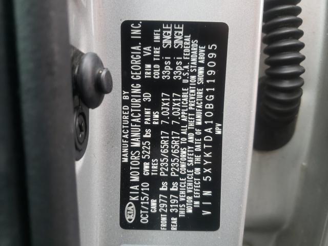 2011 KIA SORENTO BA 5XYKTDA10BG119095