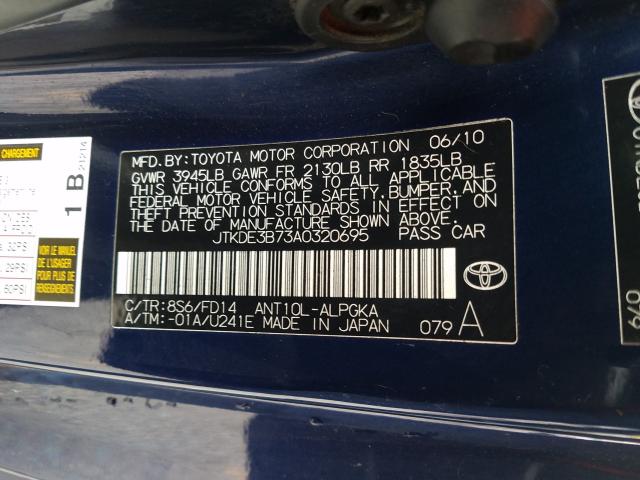 2010 TOYOTA SCION TC JTKDE3B73A0320695