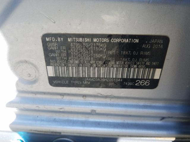 2017 MITSUBISHI OUTLANDER JA4AD3A36HZ001044