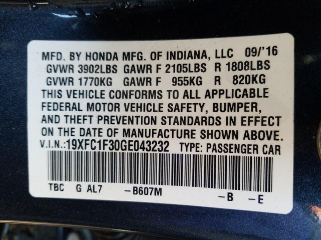 2016 HONDA CIVIC EX 19XFC1F30GE043232