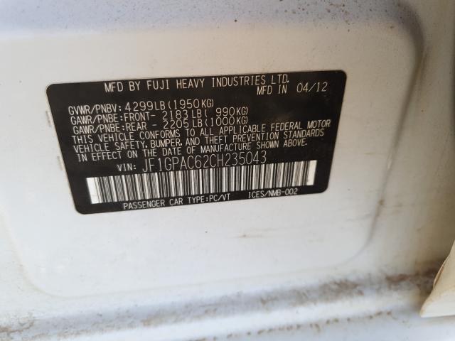 2012 SUBARU IMPREZA PR JF1GPAC62CH235043