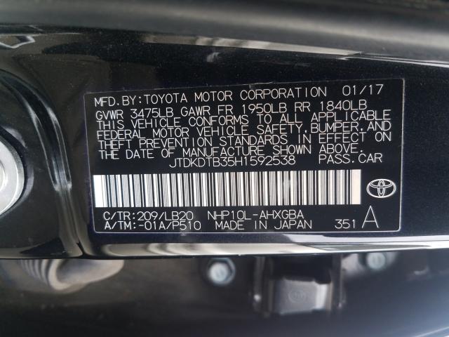 2017 TOYOTA PRIUS C JTDKDTB35H1592538