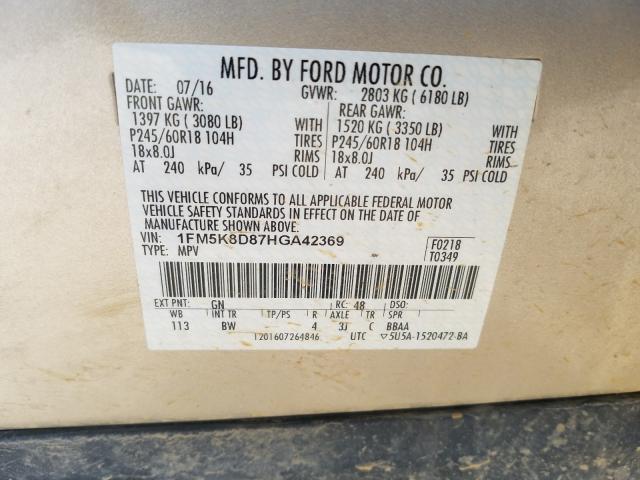 2017 FORD EXPLORER X 1FM5K8D87HGA42369