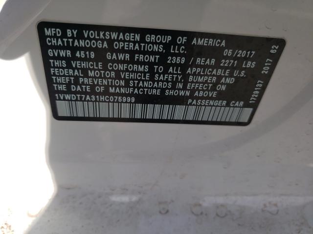 2017 VOLKSWAGEN PASSAT R-L 1VWDT7A31HC075999