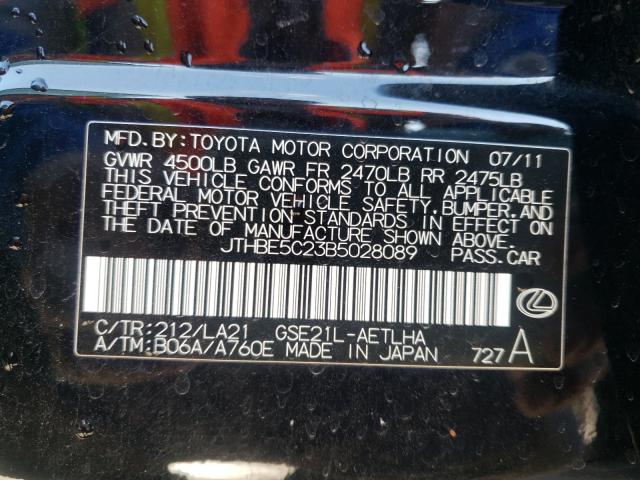 2011 LEXUS IS 350 JTHBE5C23B5028089