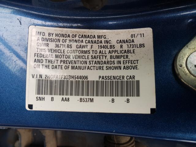 2011 HONDA CIVIC VP 2HGFA1F33BH544006