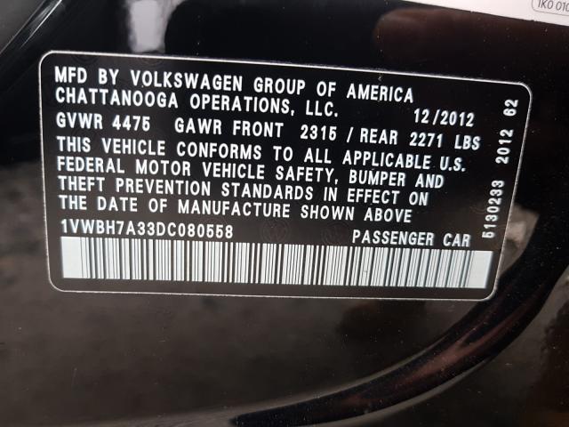 2013 VOLKSWAGEN PASSAT SE 1VWBH7A33DC080558