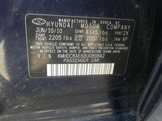 2011 HYUNDAI ELANTRA TO KMHDC8AE6BU089842