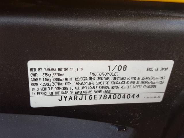 2008 YAMAHA YZFR6 JYARJ16E78A004044