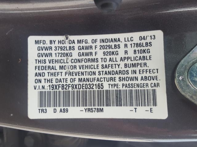 2013 HONDA CIVIC EXL 19XFB2F9XDE032165