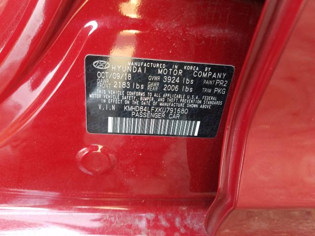 2019 HYUNDAI ELANTRA SE KMHD84LFXKU791680