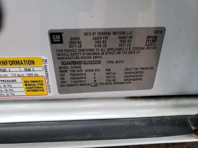 2016 BUICK ENCLAVE 5GAKRBKD1GJ322226