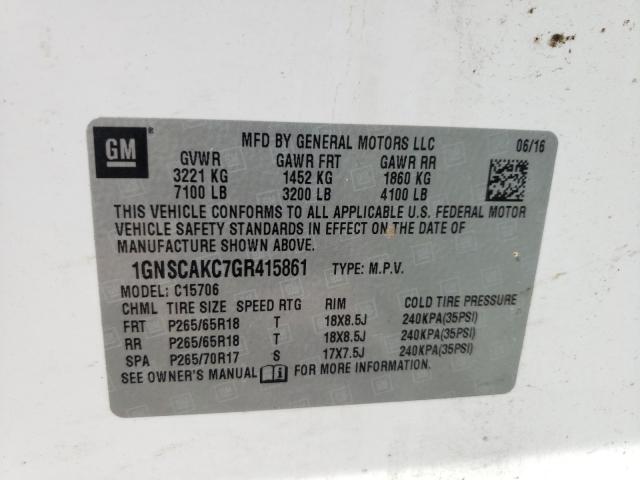 2016 CHEVROLET TAHOE C150 1GNSCAKC7GR415861