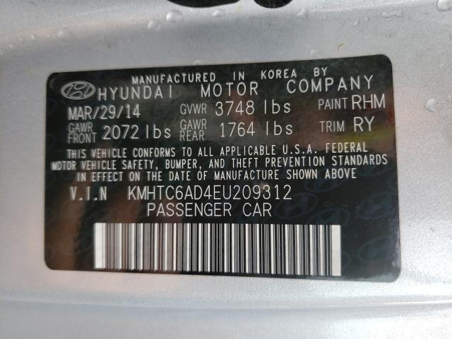 2014 HYUNDAI VELOSTER KMHTC6AD4EU209312