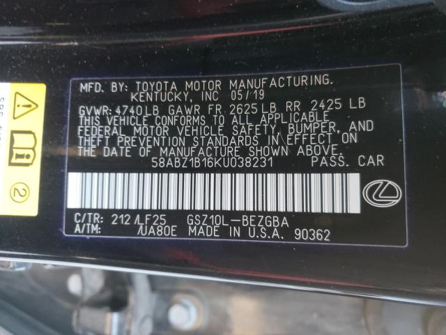 2019 LEXUS ES 350 58ABZ1B16KU038231