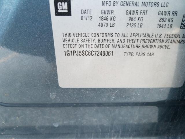 2012 CHEVROLET CRUZE ECO 1G1PJ5SC6C7240061